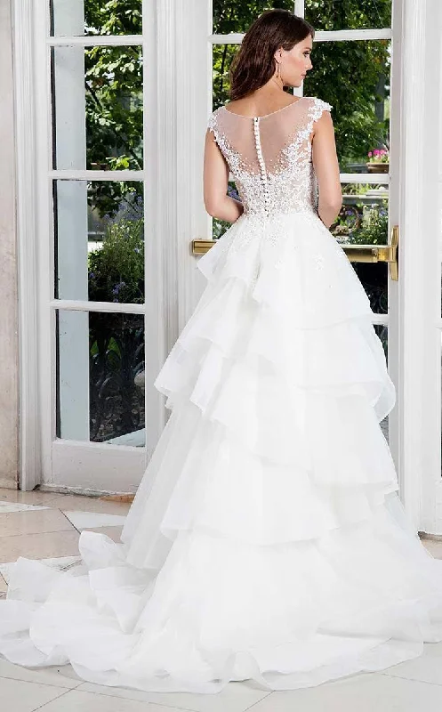 Rachel Allan Bridal - M603 Tiered Ruffles Floral Lace Applique Gown