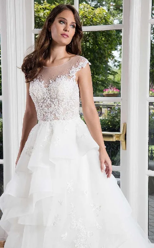 Rachel Allan Bridal - M603 Tiered Ruffles Floral Lace Applique Gown