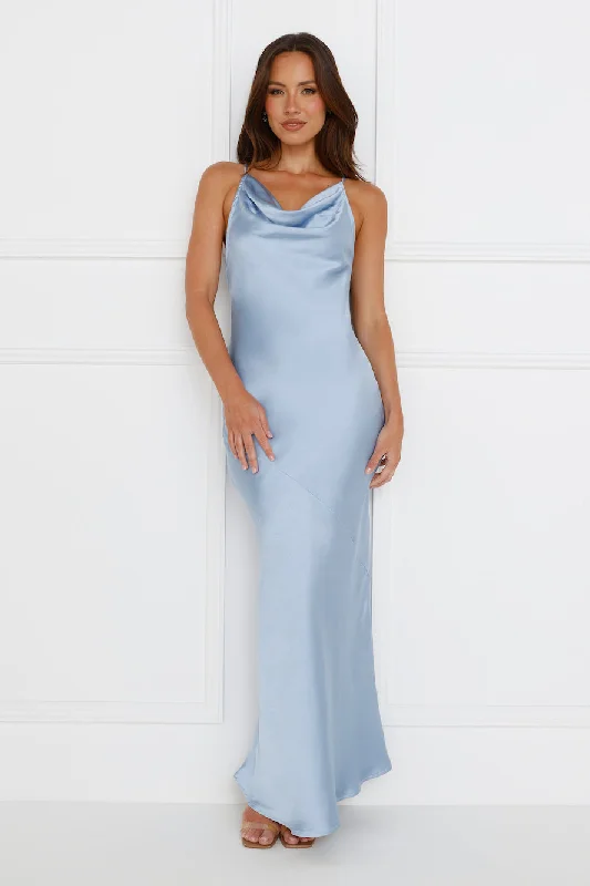 Soft Beauty Satin Maxi Dress Blue