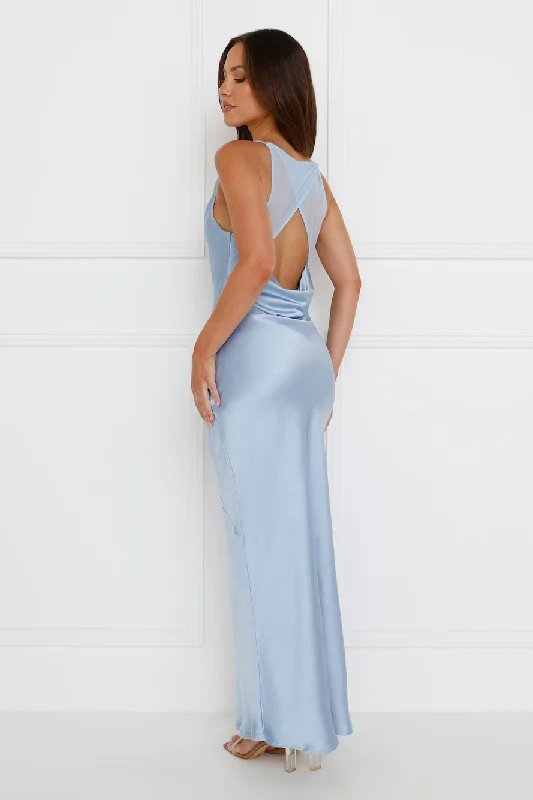 Soft Beauty Satin Maxi Dress Blue