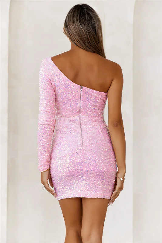 Sparkling Stardust Sequin Mini Dress Pink