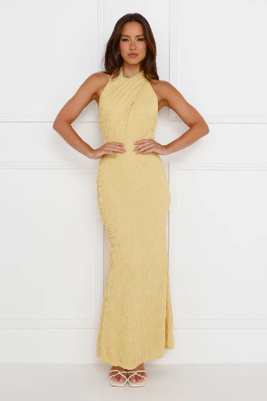 Statements Of Style Halter Maxi Dress Yellow