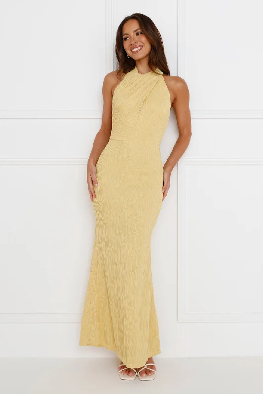 Statements Of Style Halter Maxi Dress Yellow