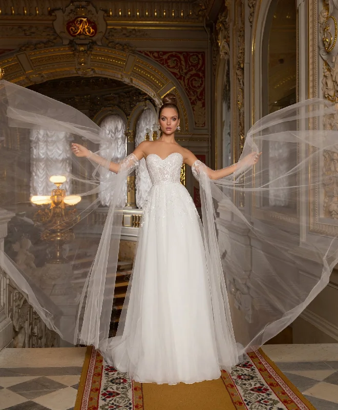 Sweetheart Wedding Dress with Removable Sleeves