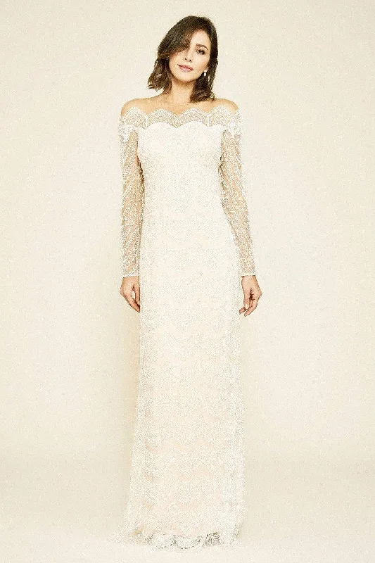 Tadashi Shoji - Bogan Long-Sleeve Embroidered Gown