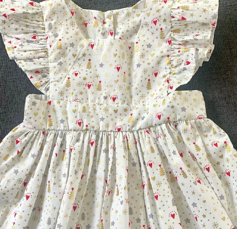 White Christmas pinafore dress