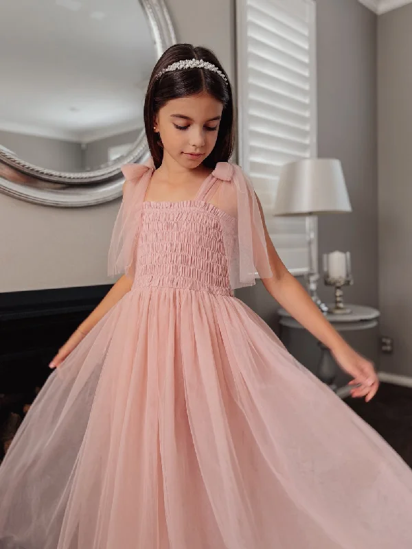 Willow Dusty Pink Girls Full-length Dress