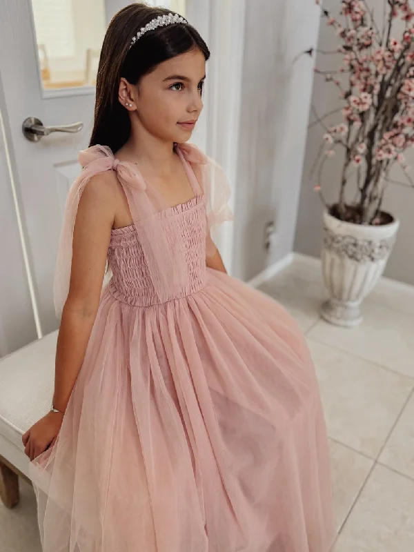 Willow Dusty Pink Girls Full-length Dress